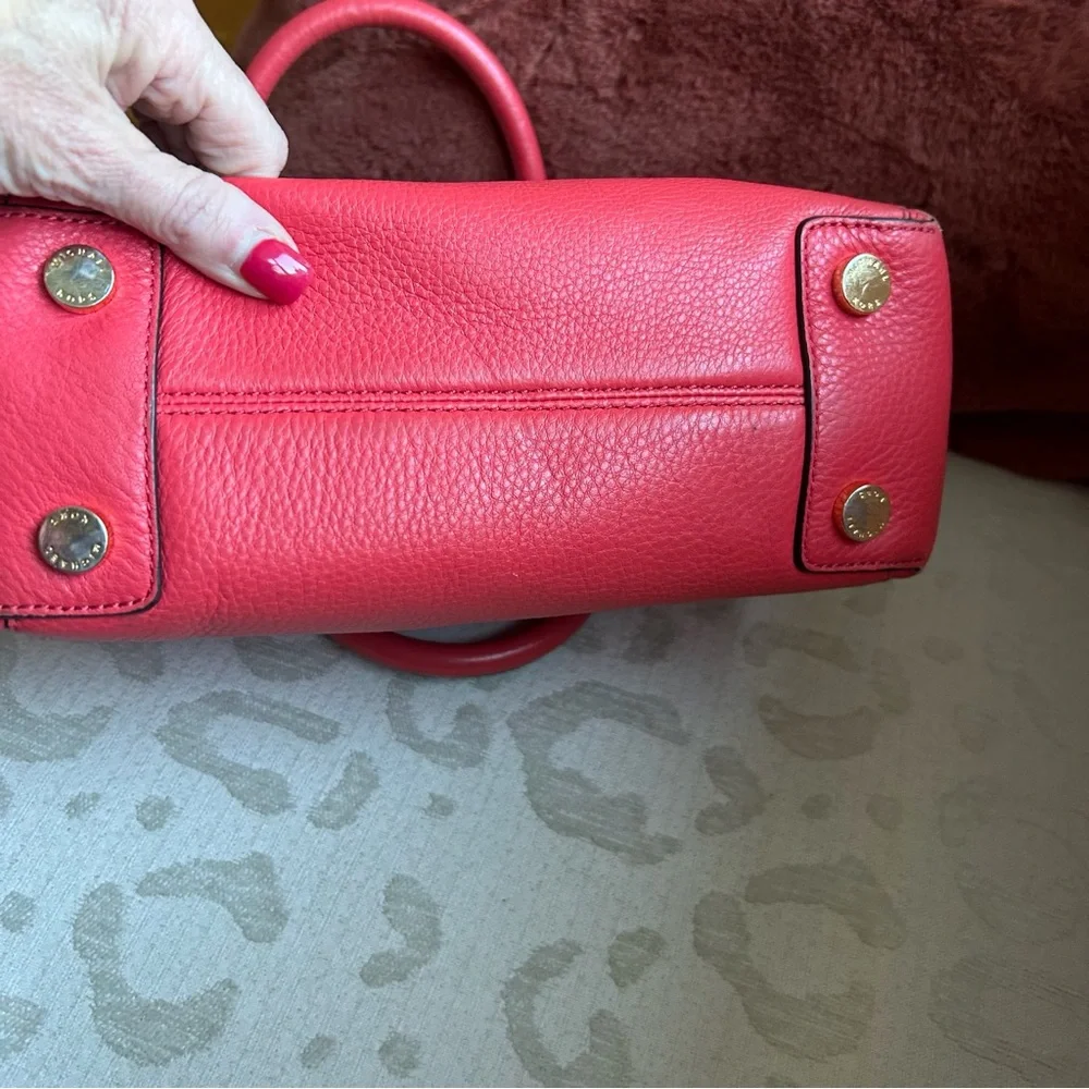 Michael Kors Pebbled Leather Coral Riley Satchel/Crossbody with Gold Hardware